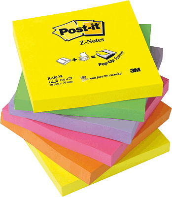 Post-it Z-Notes/R330NR 76x76 mm neon sortiert Inh.6
