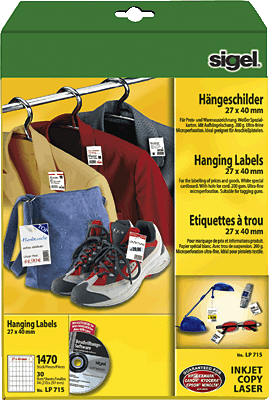 Sigel Hängeschilder f. Preis- und Warenauszeichnung/LP715 A4 ws 200g 1470ST=30BL