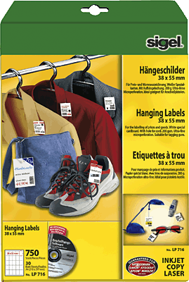 Sigel Hängeschilder f. Preis- und Warenauszeichnung/LP716 A4 ws 200g 750 ST=30BL
