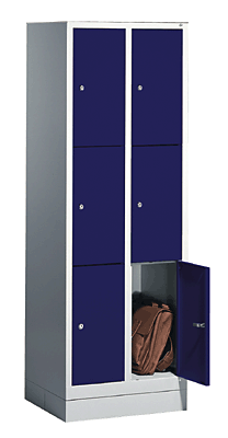C+P Fächerschrank 2x3 Fächer/8020-203 H180xB61xT50 cm lichtgrau/blau