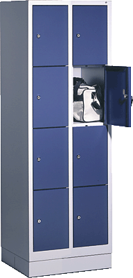 C+P Fächerschrank 2x4 Fächer/8020-204 H180xB61xT50 cm lichtgrau/blau