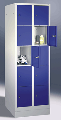 C+P Fächerschrank 2x5 Fächer/8020-205 H180xB61xT50 cm lichtgrau/blau