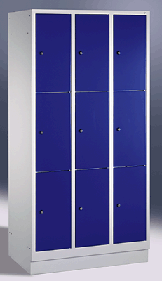 C+P Fächerschrank 3x3 Fächer/8020-303 H180xB90xT50 cm lichtgrau/blau