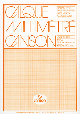 Canson Transparent-Millimeterpapiere/17145 A4 Rot Block 70/75 g/qm Inh.50 Blatt