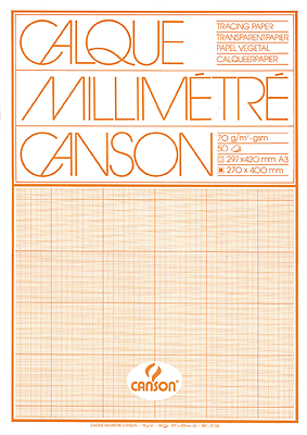 Canson Transparent-Millimeterblöcke/17136 A3 Rot Block 70/75 g/qm Inh.50 Blatt