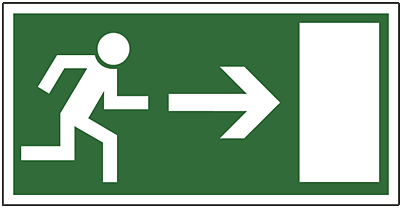 Rettungswegschild aus Folie Notausgang rechts/166027100 297x148mm