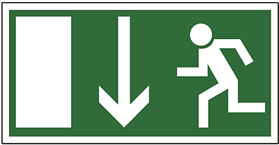 Rettungswegschild aus Folie Notausgang /166028100 297x148 mm Notausgang unten