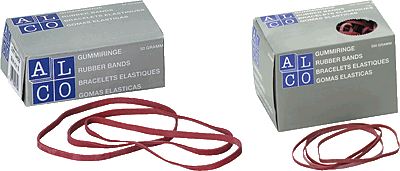 Alco Gummibänder im Karton/762 150x4 mm rot Inh.1000 g