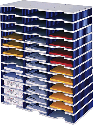 styrodocSortierstation  trio mit 36 Fächern/268-0312.38 723x331x853mm grau/blau
