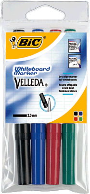Bic Whiteboardmarker Velleda 1741, 4er Etui, sortiert/1199001744