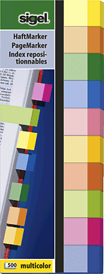 Sigel Haftmarker Multicolor/HN682 50x150 mm 10 Farben im Pocket,  Inh.500 BL