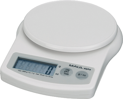 MAULalpha Briefwaagen mit Batterie, 2000 g/1642002 bis 2 kg weiß