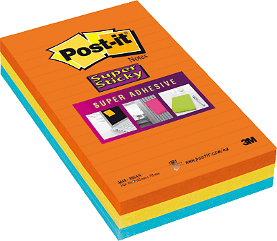Post-it Haftnotiz SuperSticky/46453SSA 102x152 mm liniert Inh.135 Blatt