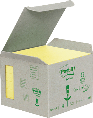 Post-it Recycling Z-Notes/R3301B 76x76 mm  gelb Inh.6