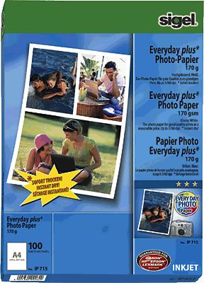 Sigel Inkjet-Photo-Papier Everyday-plus/IP715 A4 weiß 170 g/qm Inh.100