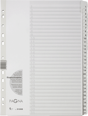 Pagna Register 31tlg./31008-08 B225xH297xT5 mm weiß 1-31