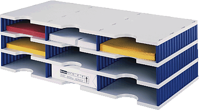 styrodoc Sortierstation trio mit 9 Fächern/268-0303.38 723x331x223mm grau/blau