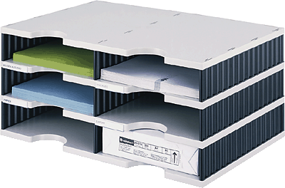 styrodoc Sortierstation Duo mit 4 Fächern/268-0202.38 485x331x153mm grau/blau