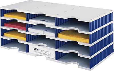 styrodoc Sortierstation  trio mit 12 Fächern/268-0304.38 723x331x293mm grau/blau