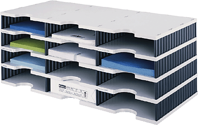 styrodoc Sortierstation trio mit 12 Fächern/268-0304.98 723x331x293mm grau/sw