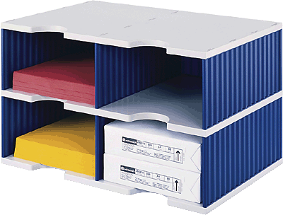 styrodoc Sortierstation Duo JUMBO mit 4 Fächern/268022238 485x331x293 grau/blau