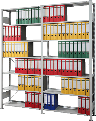 Meta Büro Steck/71851 H220xB100xT30 cm verzinkt 7 Böden 72 Ordner Einfachregal