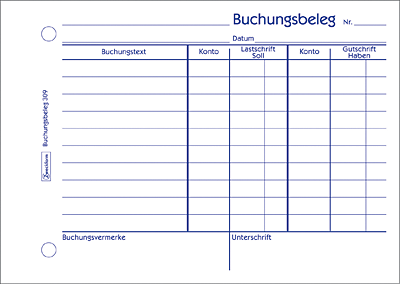 Zweckform Buchungsbelege/309 DIN A6 quer weiß Inh.50 Blatt