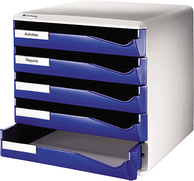 Leitz Bürobox 5 Schübe/5280-00-35 291x352x292mm blau Inh.1