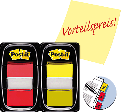 Post-it Index Set/I680-RY2 25,4x43,2 mm gelb/rot Inh.2x50