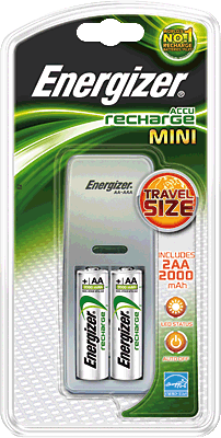 Energizer Ladegerät MINI Charger/633116 inkl. 2 AA Akkus 2000mAh MINI Charger 2000mAH Inh.1