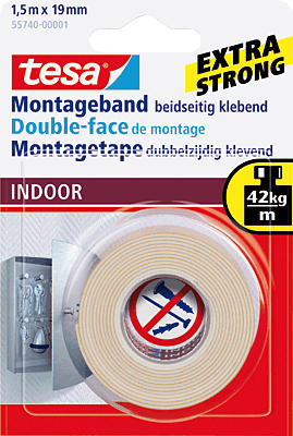 Tesa Montageband/55740-00001-00 1,5mx19mm weiß 4,2 kg/10 cm