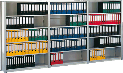 Meta Büro Steck/60880 H220xB100xT30cm lichtgrau 7 Böden 72 Ordner Einfachregal