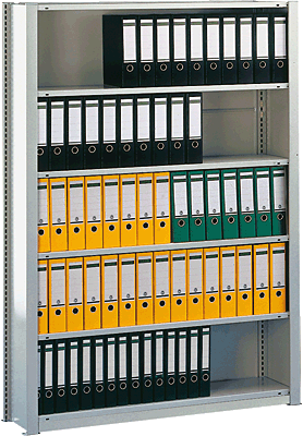 Meta Büro Steck/60877 H220xB100xT30cm lichtgrau 7 Böden 72 Ordner Einfachregal