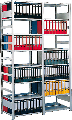 Meta Büro Steck/77609 H185xB100xT60 cm verzinkt 6 Böden 120 Ordner Doppelregal
