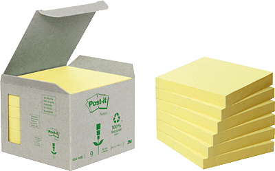 Post-it Haftnotizen Recycling/6541B 76 x 76 mm gelb Inh.6