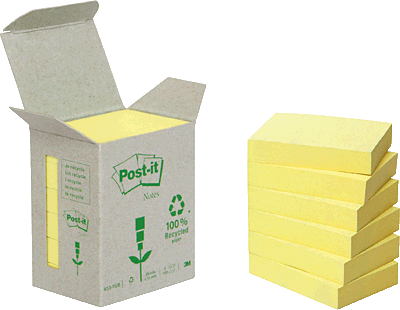 Post-it Haftnotizen Recycling/6531B 38 x 51 mm gelb Inh.6