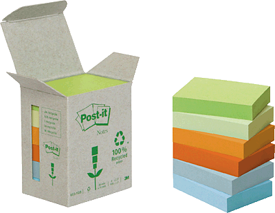 Post-it Haftnotizen Recycling/6531GB 38 x 51 mm Pastell  Inh.6