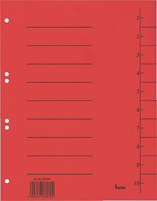 Bene Trennblätter A4/98300rot Inh.50