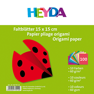 Heyda Faltblätter/204875514 15x15 cm sortiert 60 g/qm Inh.100 Blatt