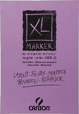 Canson XL Marker A4 70G 100Blatt/297236 sehr weiß Block kopfgeleimt 70 g/qm