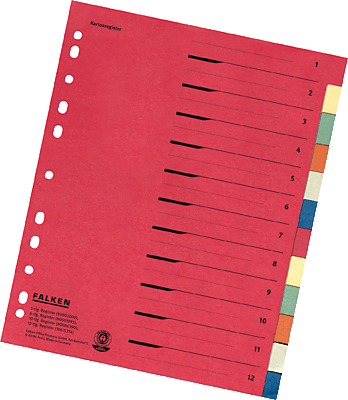 Falken Kartonregister/10615334 240x297 mm 12-teilig 230 g/qm
