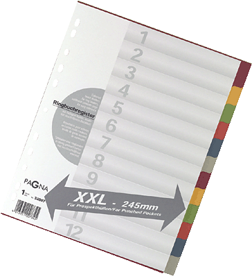 Pagna Kartonregister in Überbreite/32007-20 farbig 12-teilig