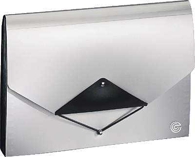 Ecobra Fächermappe/940105 DIN A4 silber/schwarz Polypropylen Inh.13-teilig