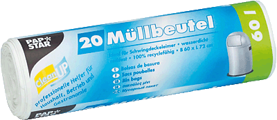 Papstar Müllbeutel/12334 60 l weiß HDPE-Folie 10 my Inh.20