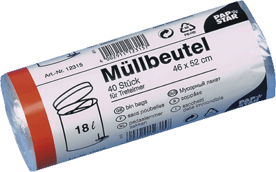Papstar Müllbeutel /12315 18 l weiß HDPE-Folie 8 my Inh.40