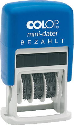 Colop Datum und Textstempel MiniDater S 160/L2/S160/L2 Datum 4 mm Kissen blau / rot Bezahlt