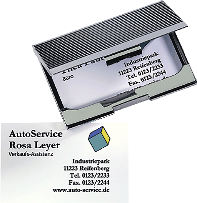 Sigel Visitenkartenbox/VZ130 91 x 56 mm silber glänzend Chrom,für 20 Karten
