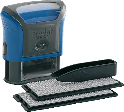 Trodat Textstempel Typo Printy 4.0 zum Selbersetzen 4912/4912/DB blau 4-zeilig