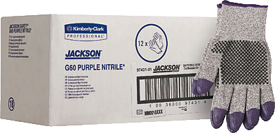 Jackson Safety Schnittfeste Handschuhe G60 PURPLE NITRILE/97431 Gr. 8 schwarz/weiß meliert