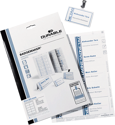 Durable Einsteckschilder für Software DURAPRINT/1455-02 54 x 90 mm weiss Inh.200